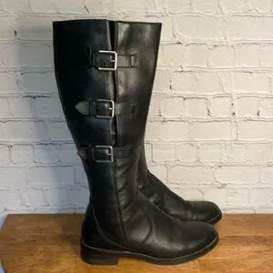 Ecco Shoes Ecco Womens Hobart 25mm Buckle Riding Moto Black Leather Flat Boot Size Eu37 Poshmark